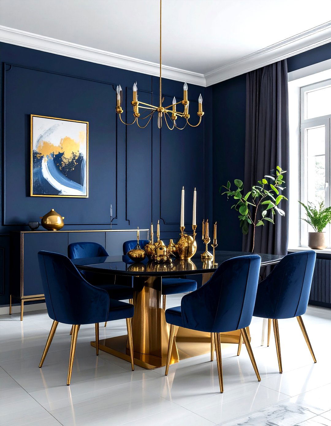 Navy Blue Walls Gold Accents - 30 dark navy dining room ideas