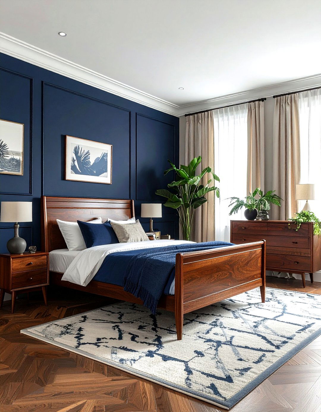 Navy Blue Walls With Wood Furniture - 30 navy bedroom ideas