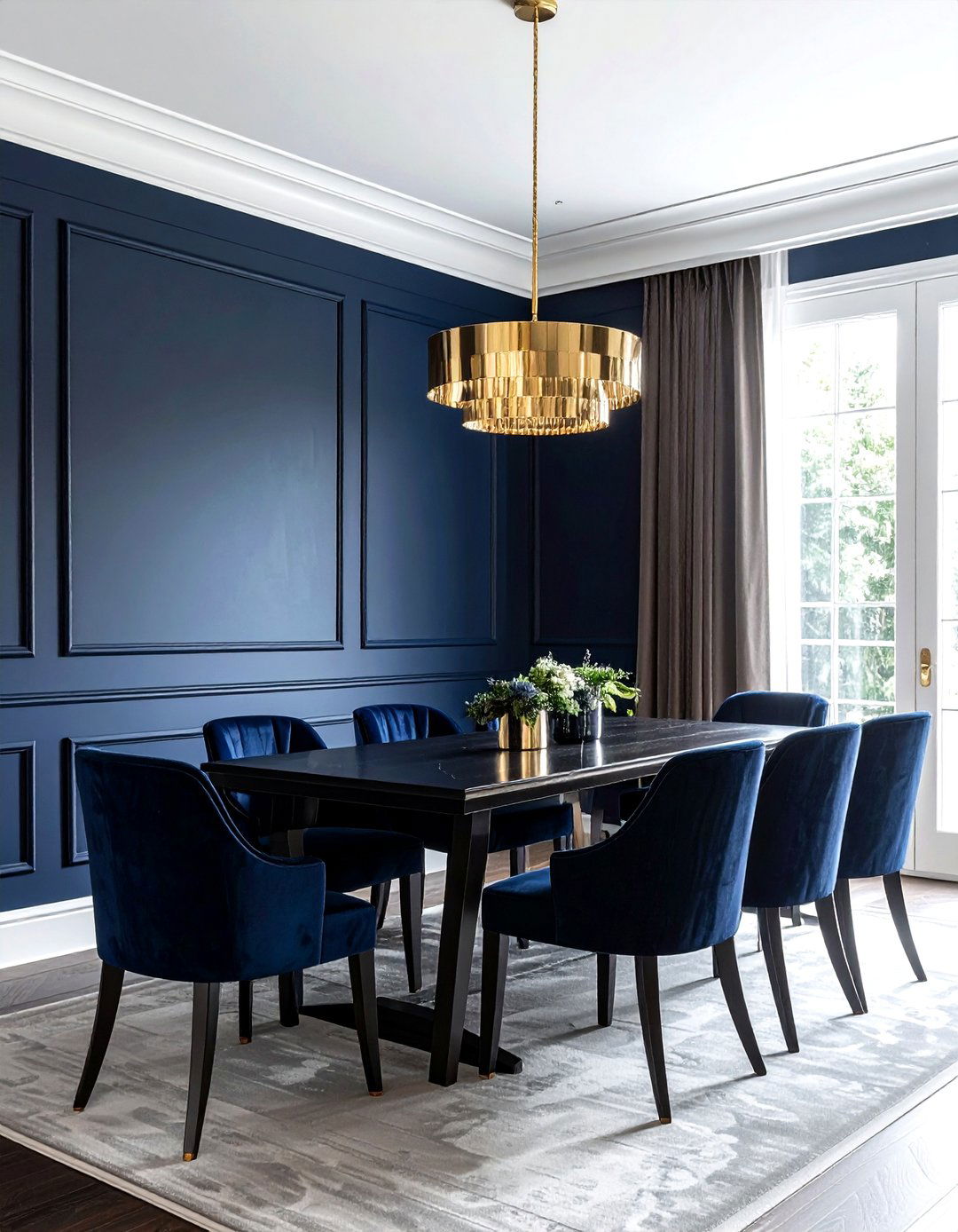Navy Blue Walls - 30 blue and white dining room ideas