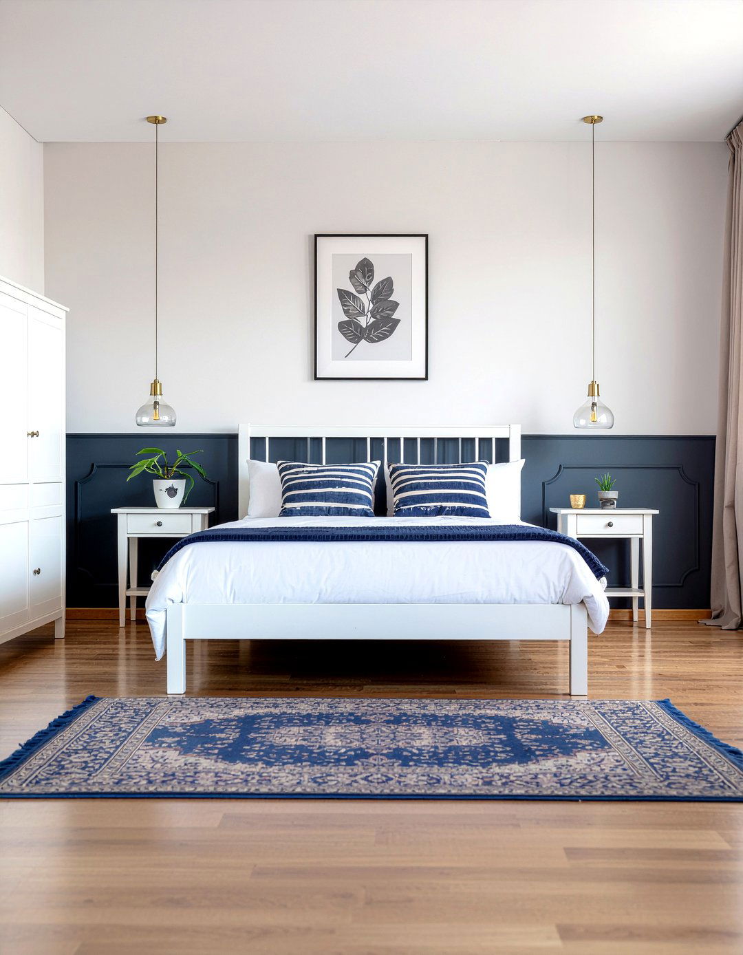 Navy Blue White Bedroom - 30 ocean themed bedroom ideas