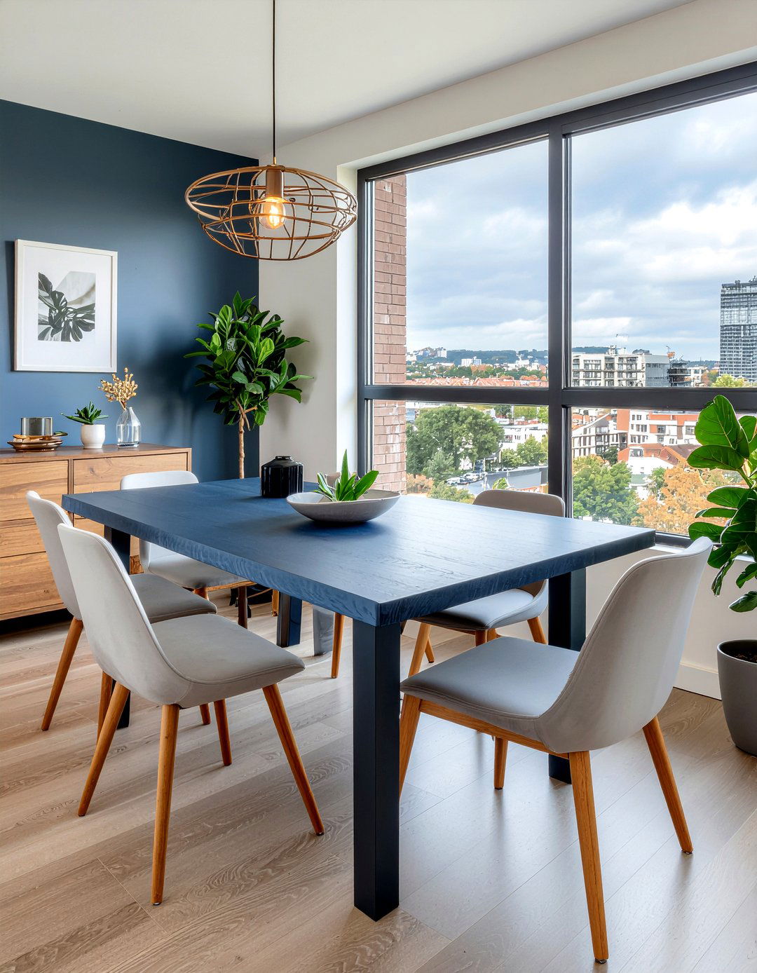 Navy Blue Wood Dining Table - 30 navy blue dining room ideas