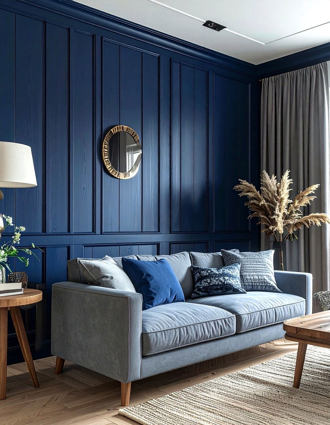 Navy Blue Wood Paneling - 30 farmhouse navy living room ideas