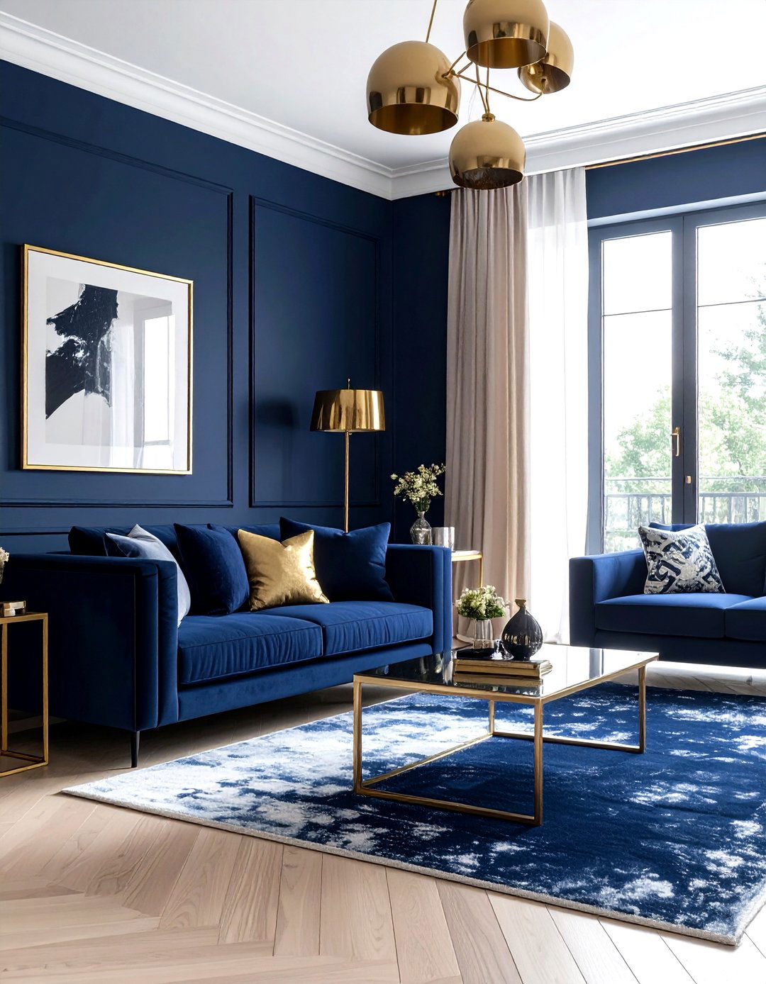 Navy Brass Living Room - 30 navy living room design ideas