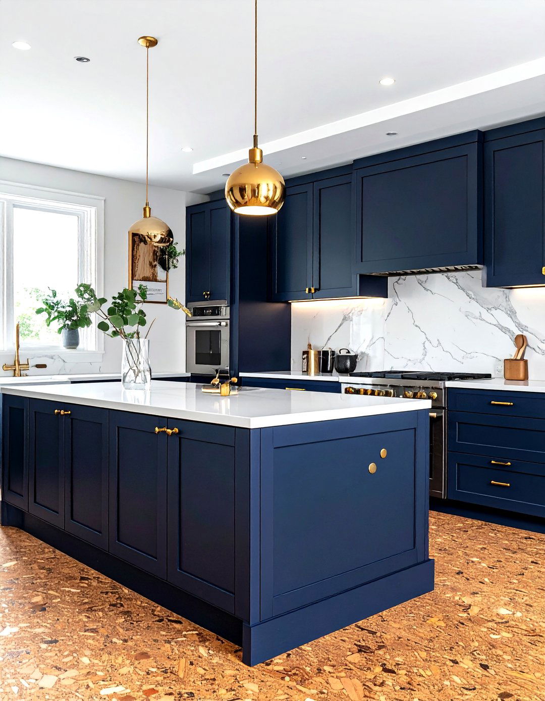 Navy Cabinet Cork Floor - 30 cork floor kitchen ideas