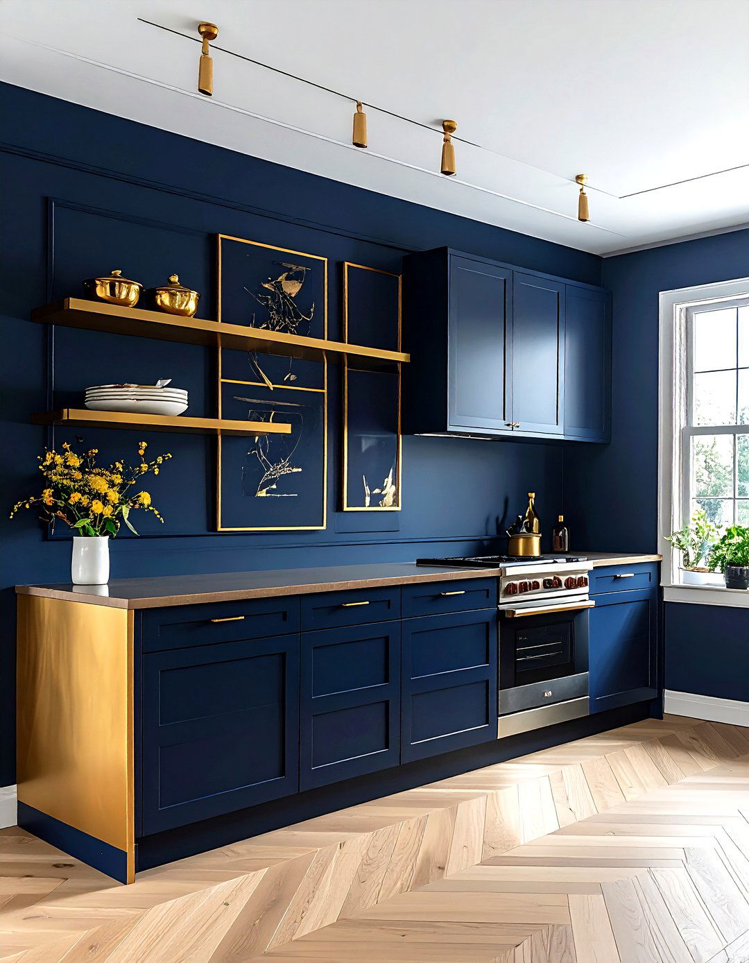 Navy Cabinets Gold Accent Wall - 30 navy gold kitchen ideas