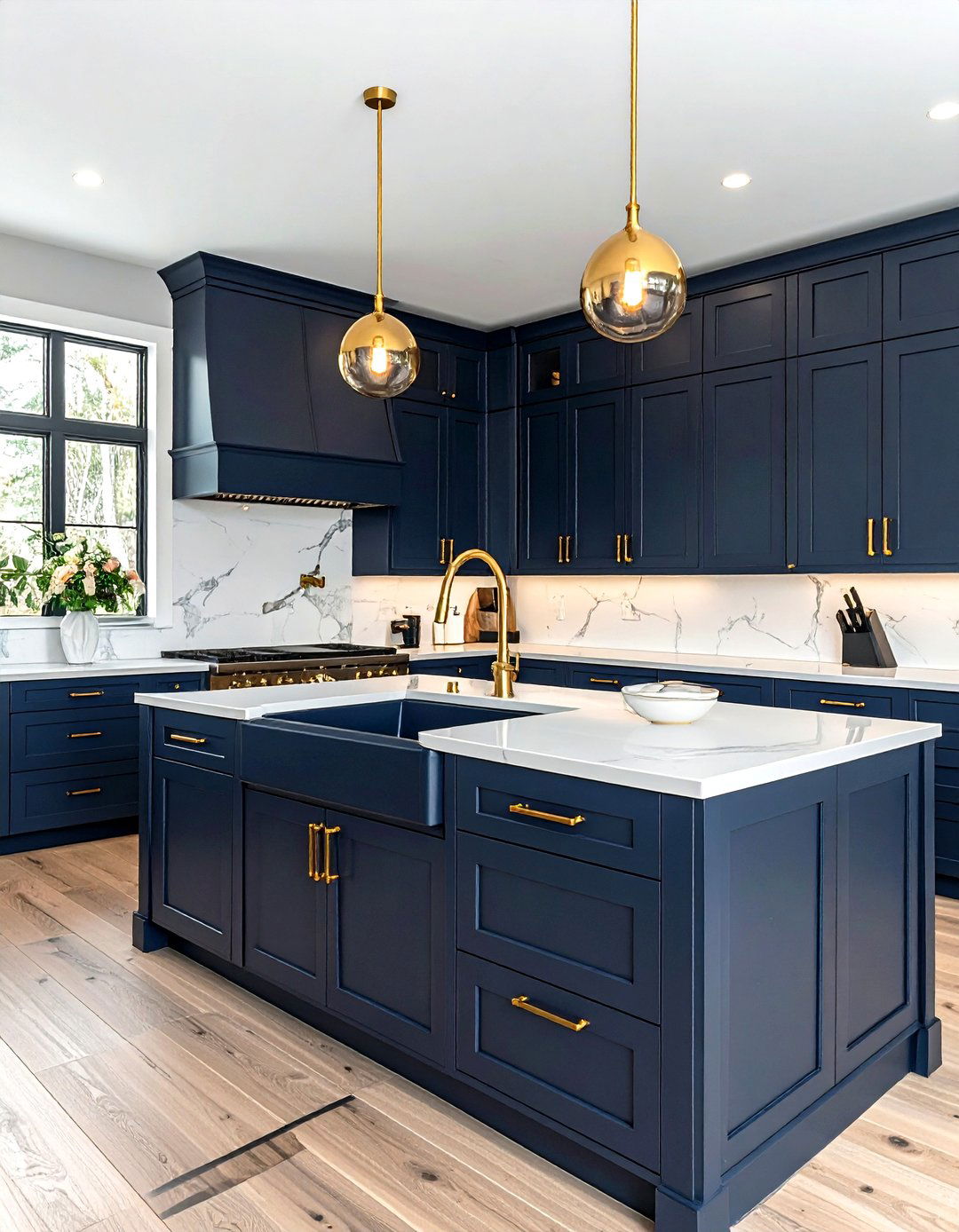 Navy Cabinets Gold Plumbing Fixtures - 30 navy gold kitchen ideas