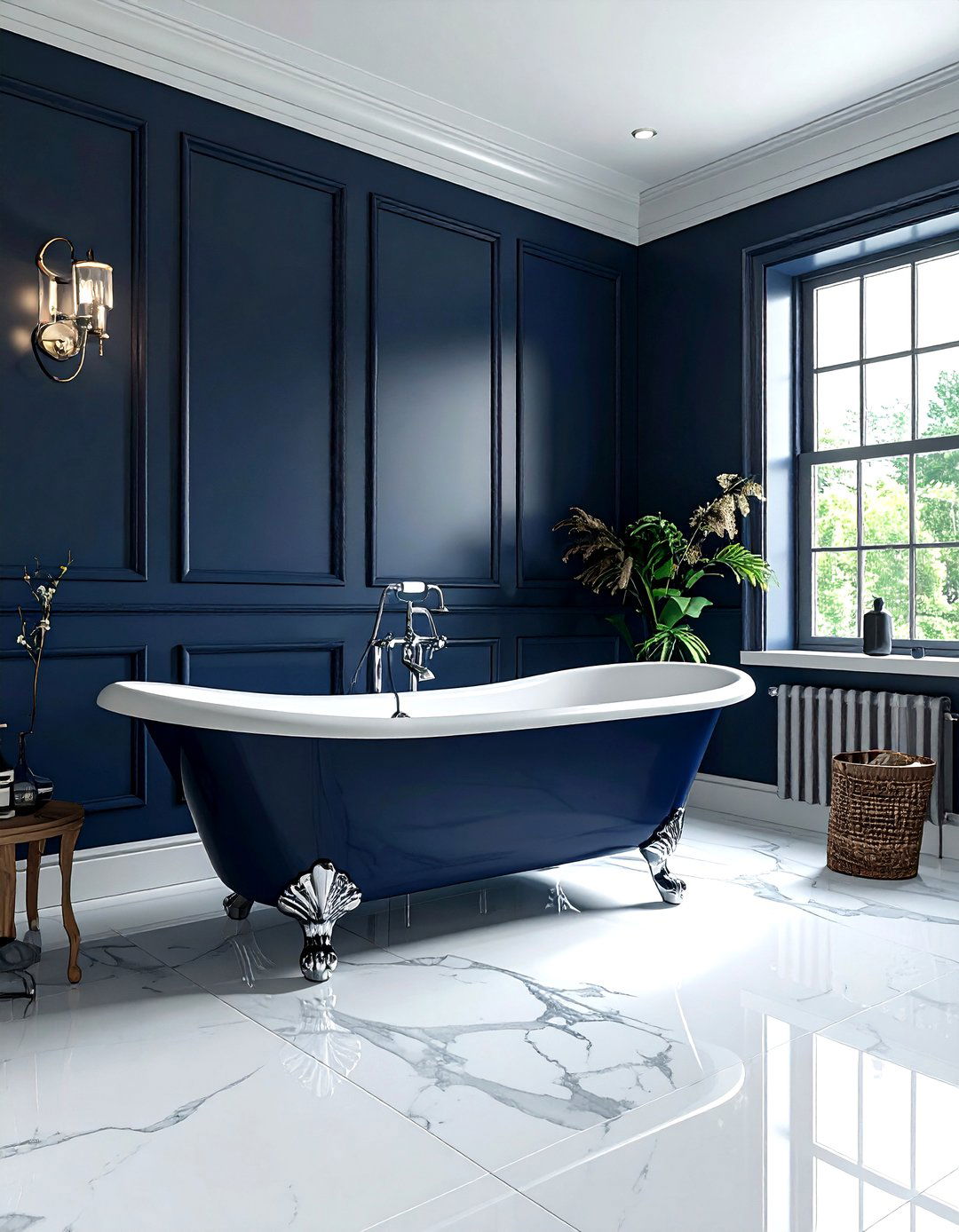 Navy Clawfoot Tub Bathroom - 30 dark navy bathroom ideas