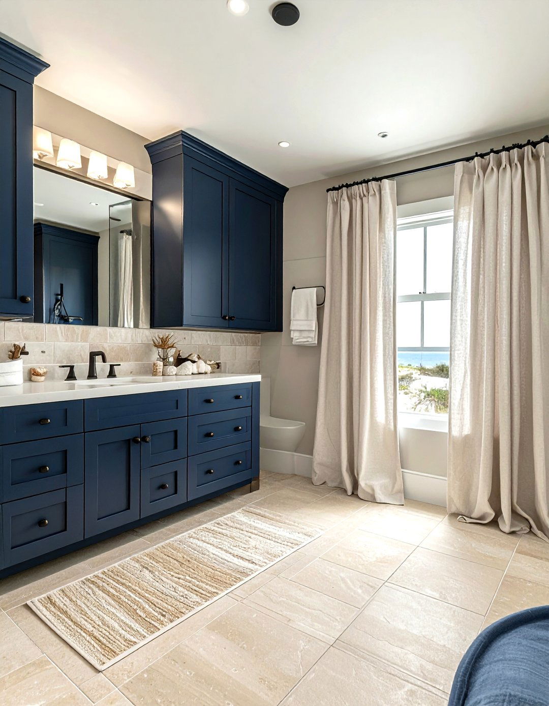 Navy Coastal Bathroom - 30 dark navy bathroom ideas