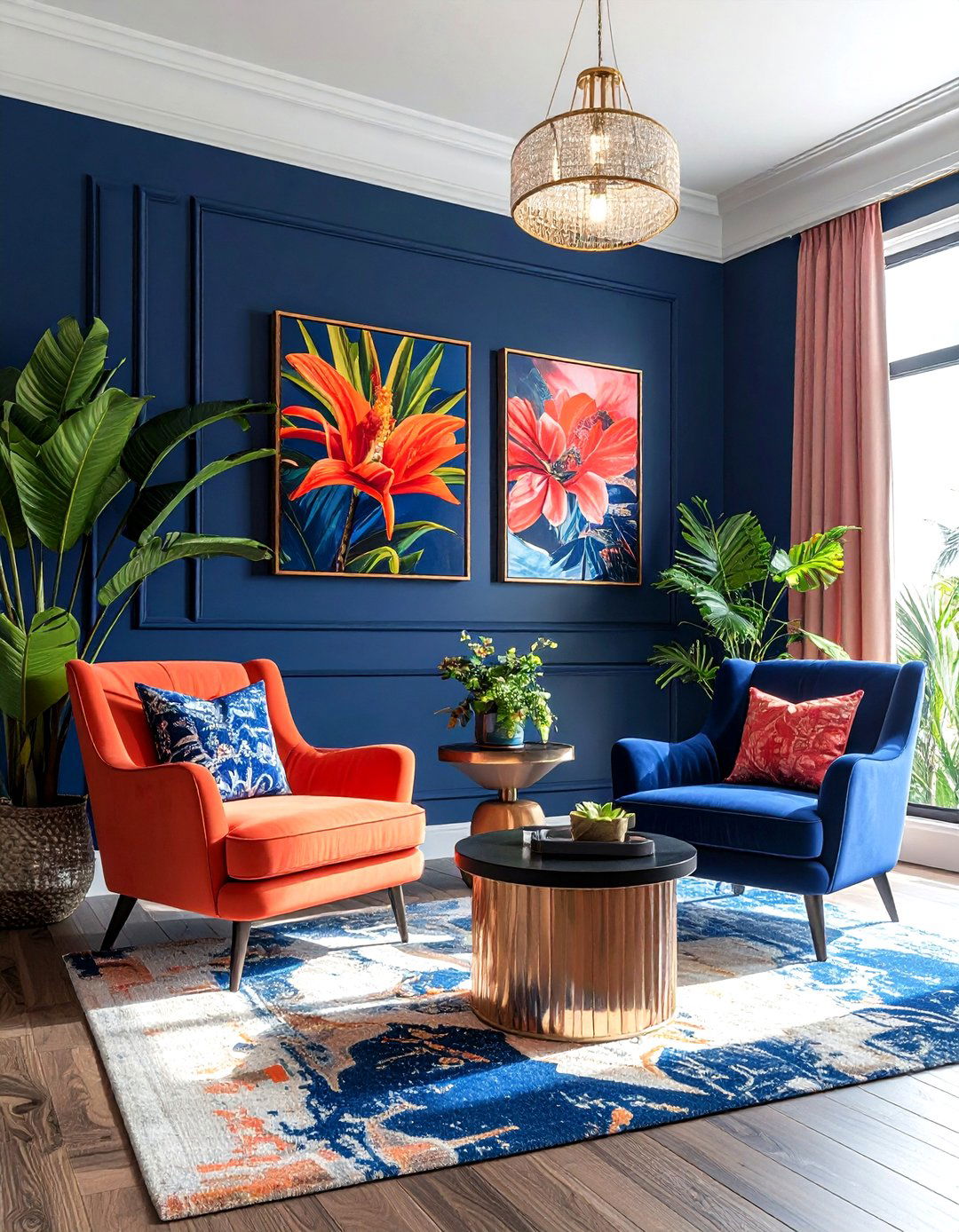 Navy Coral Living Room - 30 navy living room design ideas
