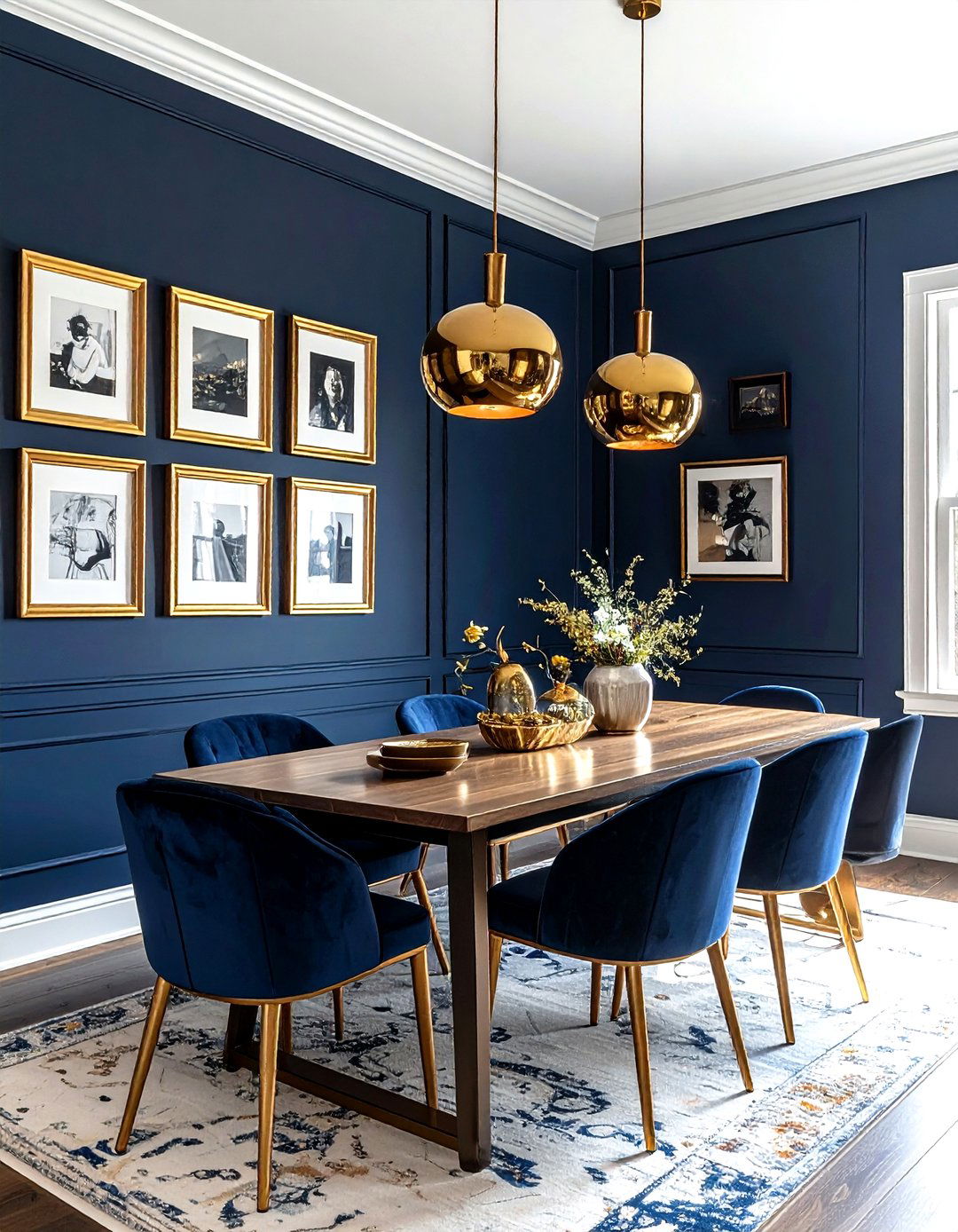 Navy Dining Room Gold Picture Frame Gallery - 30 navy gold dining room ideas