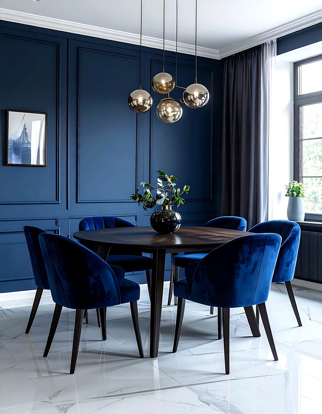 Navy Dining Room Velvet Chairs - 30 dark navy dining room ideas