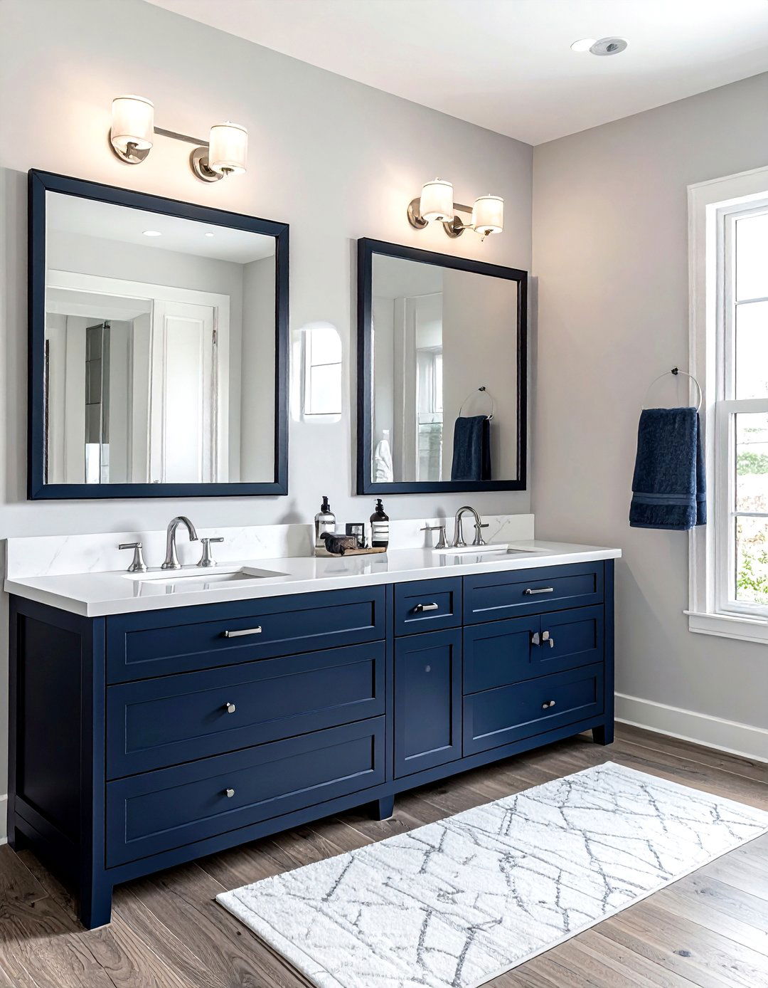 Navy Double Vanity Bathroom - 30 dark navy bathroom ideas