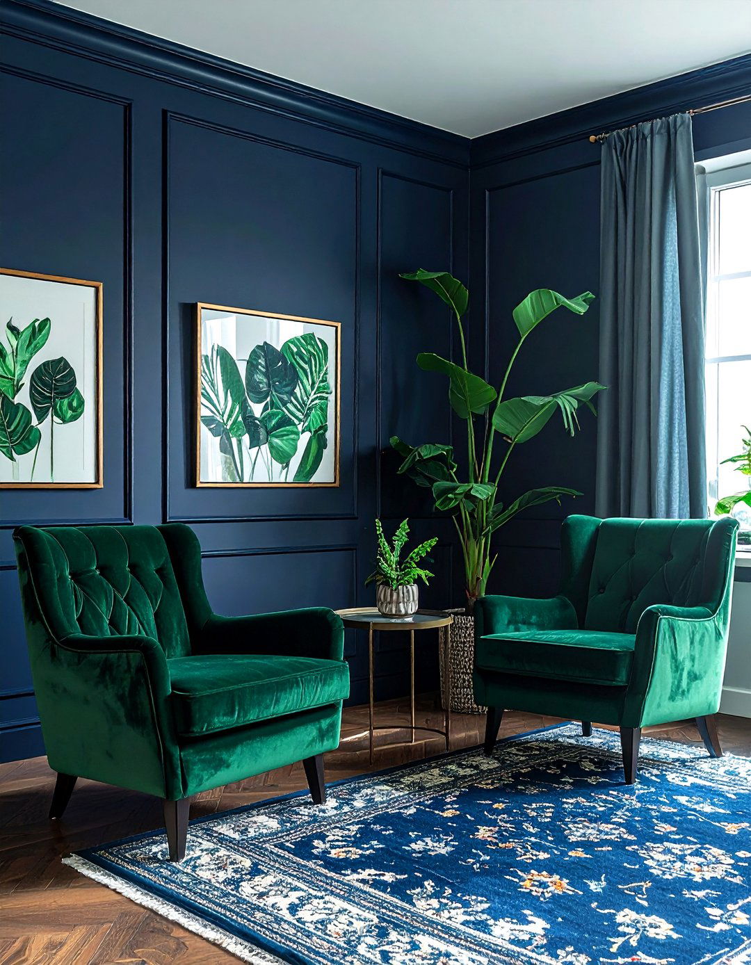Navy Emerald Green Living Room - 30 navy living room design ideas