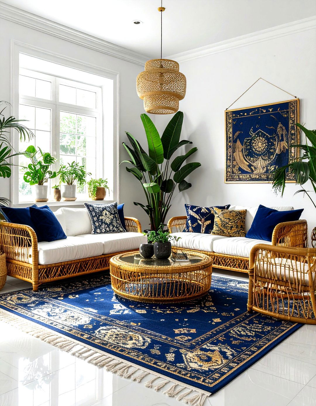 Navy Gold Bohemian Living Room - 30 navy gold living room ideas