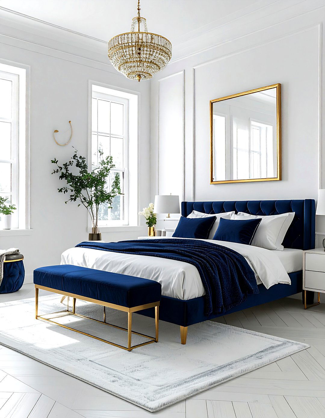 Navy Gold Bright Bedroom - 30 navy gold bedroom ideas