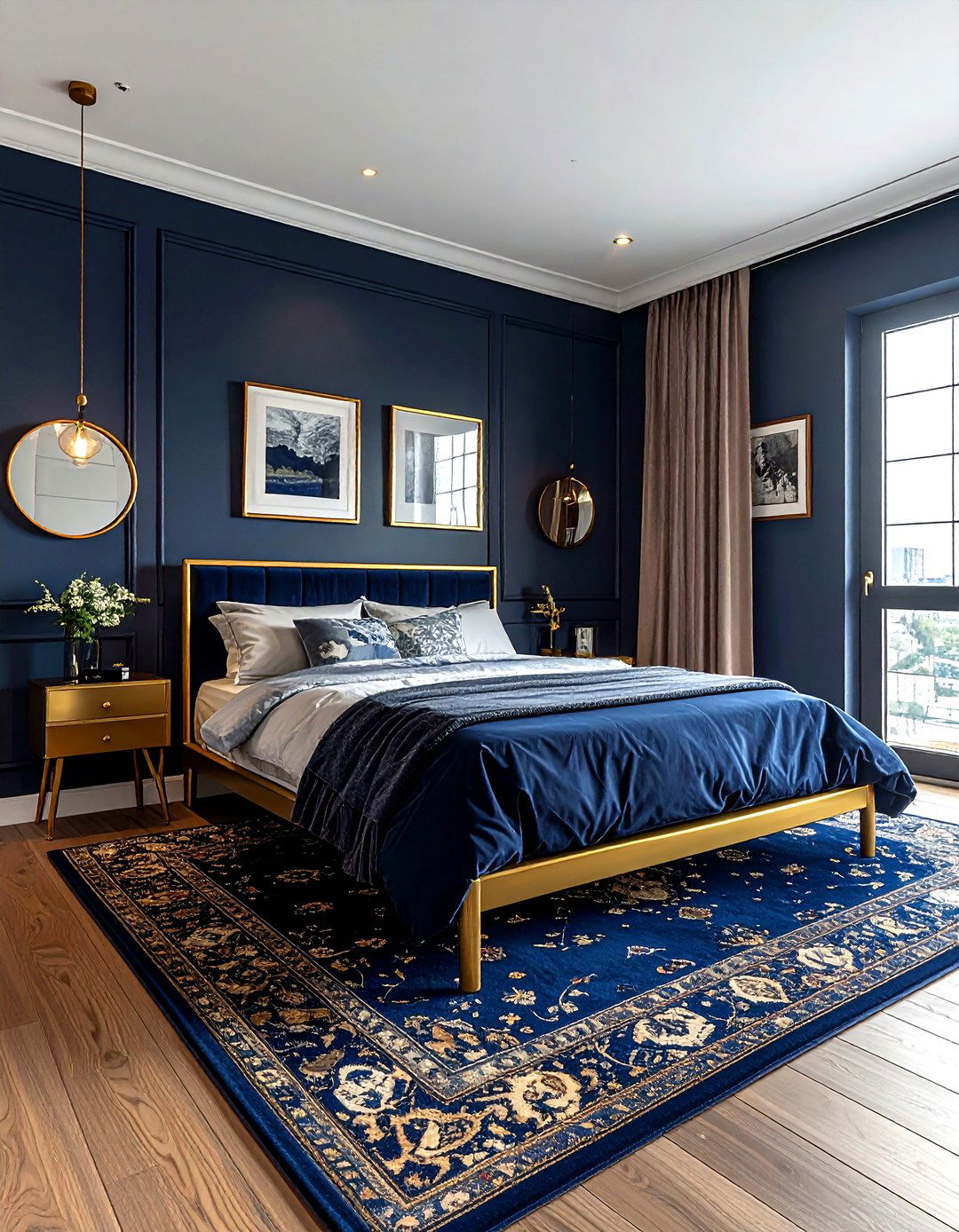 Navy Gold Eclectic Bedroom - 30 navy gold bedroom ideas