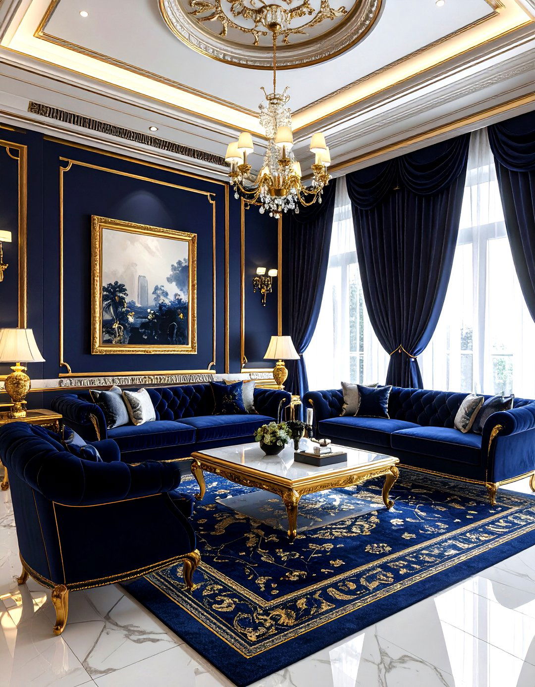 Navy Gold Formal Living Room - 30 navy gold living room ideas