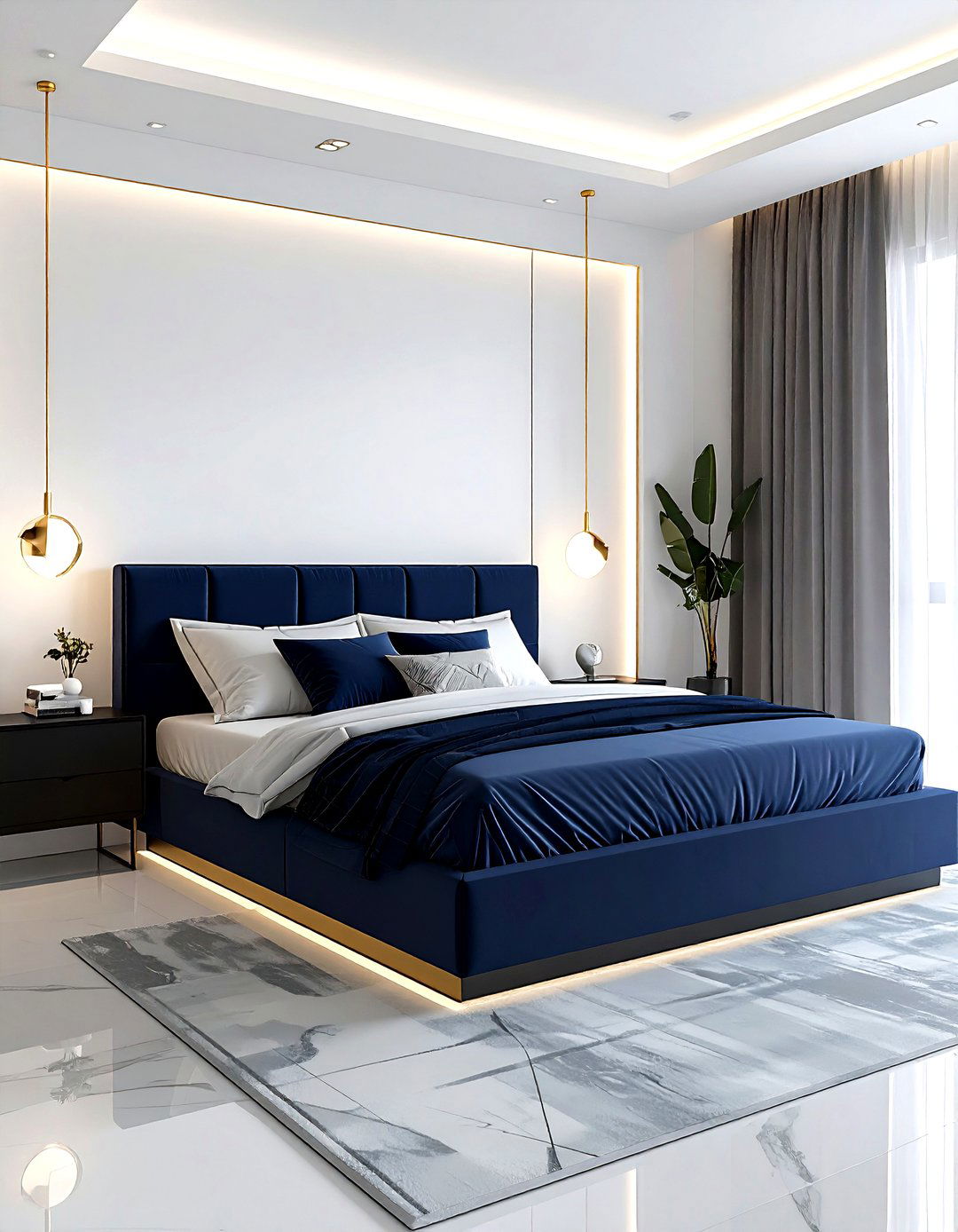 Navy Gold Modern Bedroom - 30 navy gold bedroom ideas