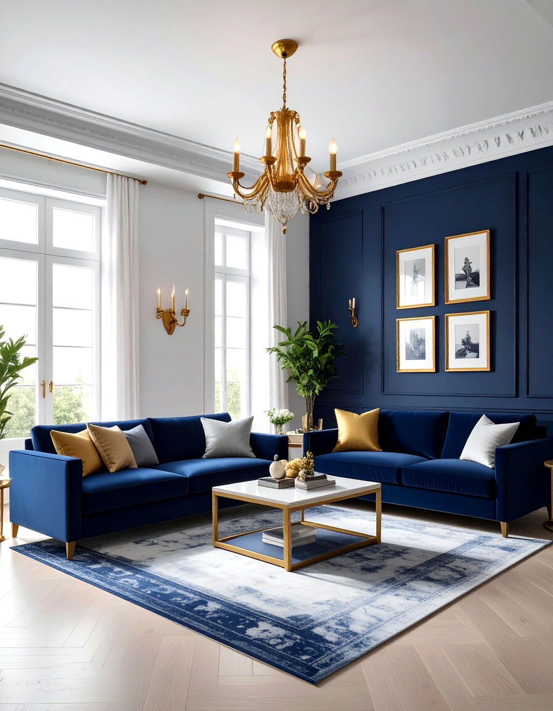 Navy Gold Moody Living Room - 30 navy gold living room ideas