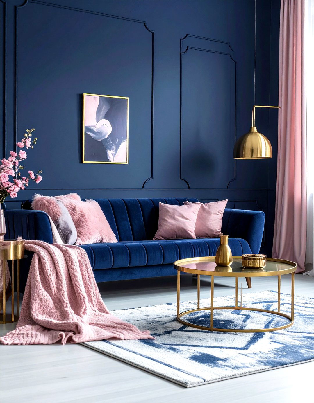 Navy Gold Pink Living Room - 30 navy gold living room ideas