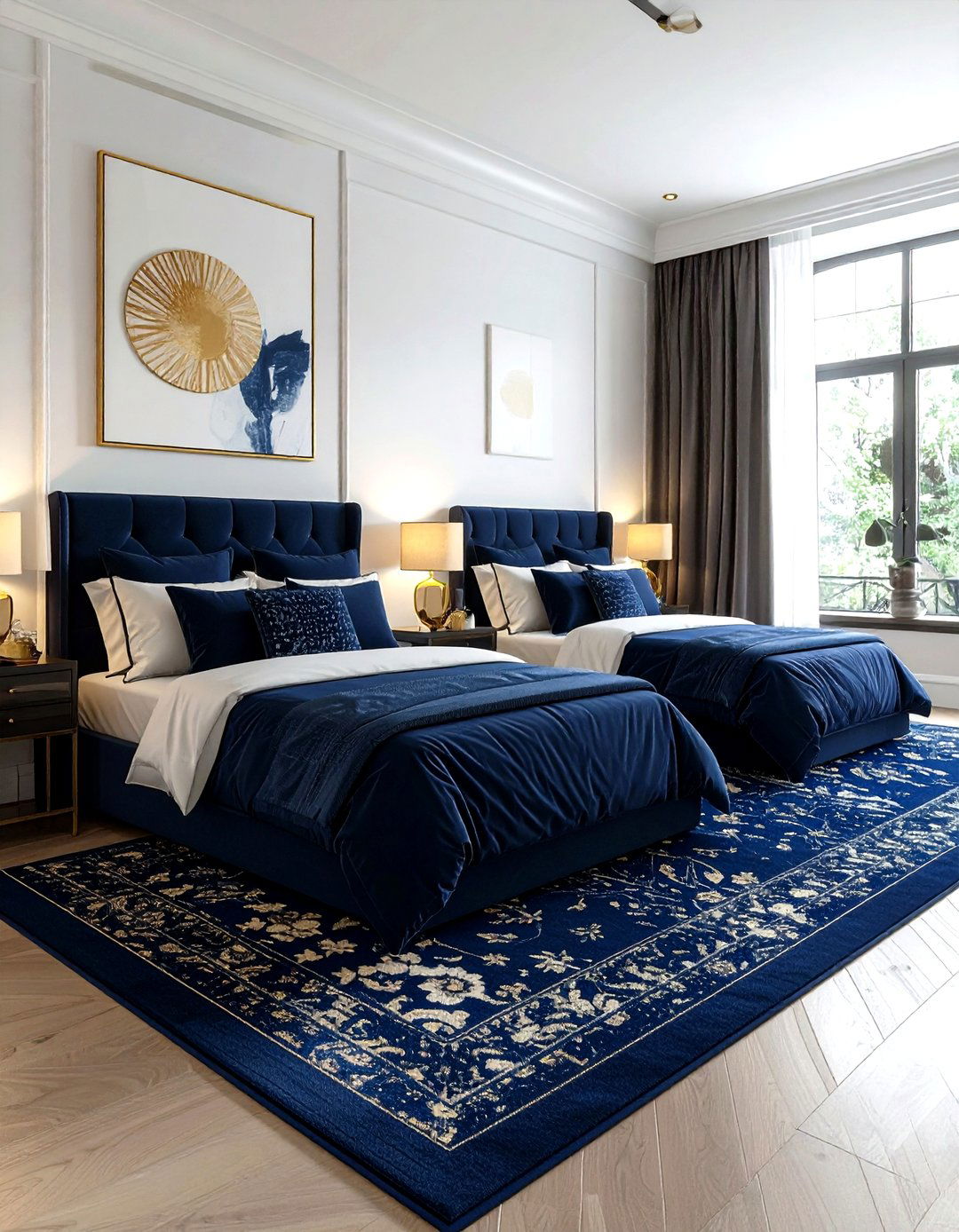 Navy Gold Shared Bedroom - 30 navy gold bedroom ideas