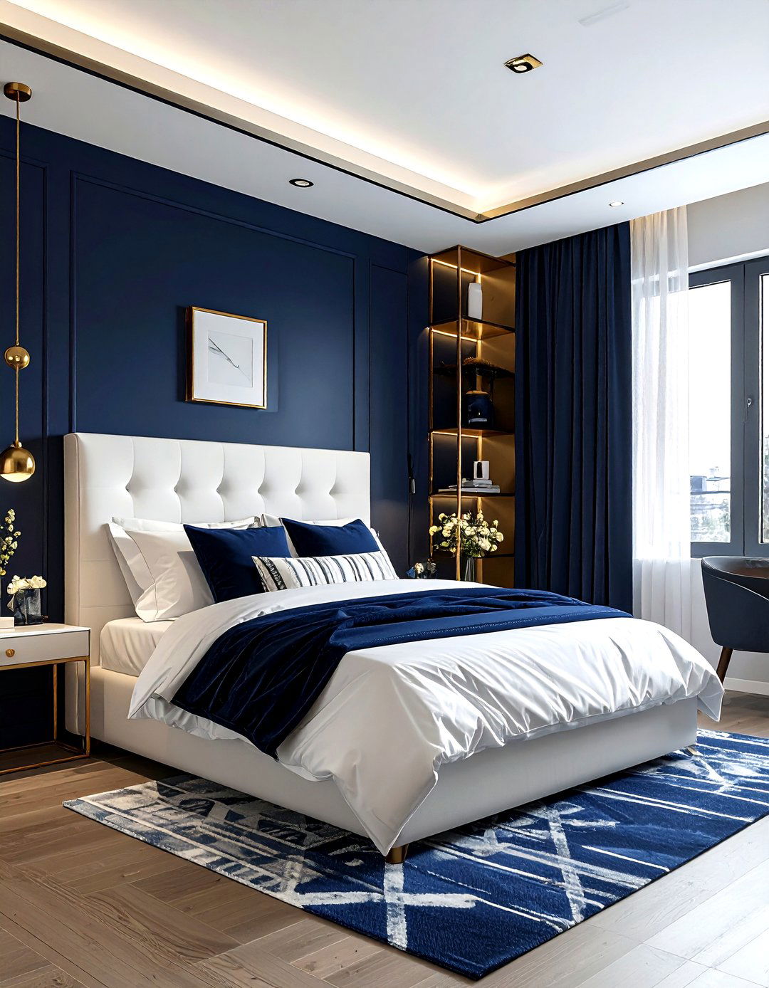 Navy Gold Small Bedroom - 30 navy gold bedroom ideas