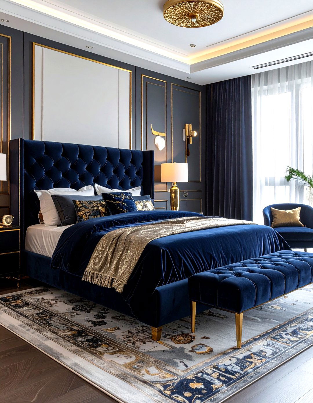 Navy Gold Velvet Bedroom - 30 navy gold bedroom ideas