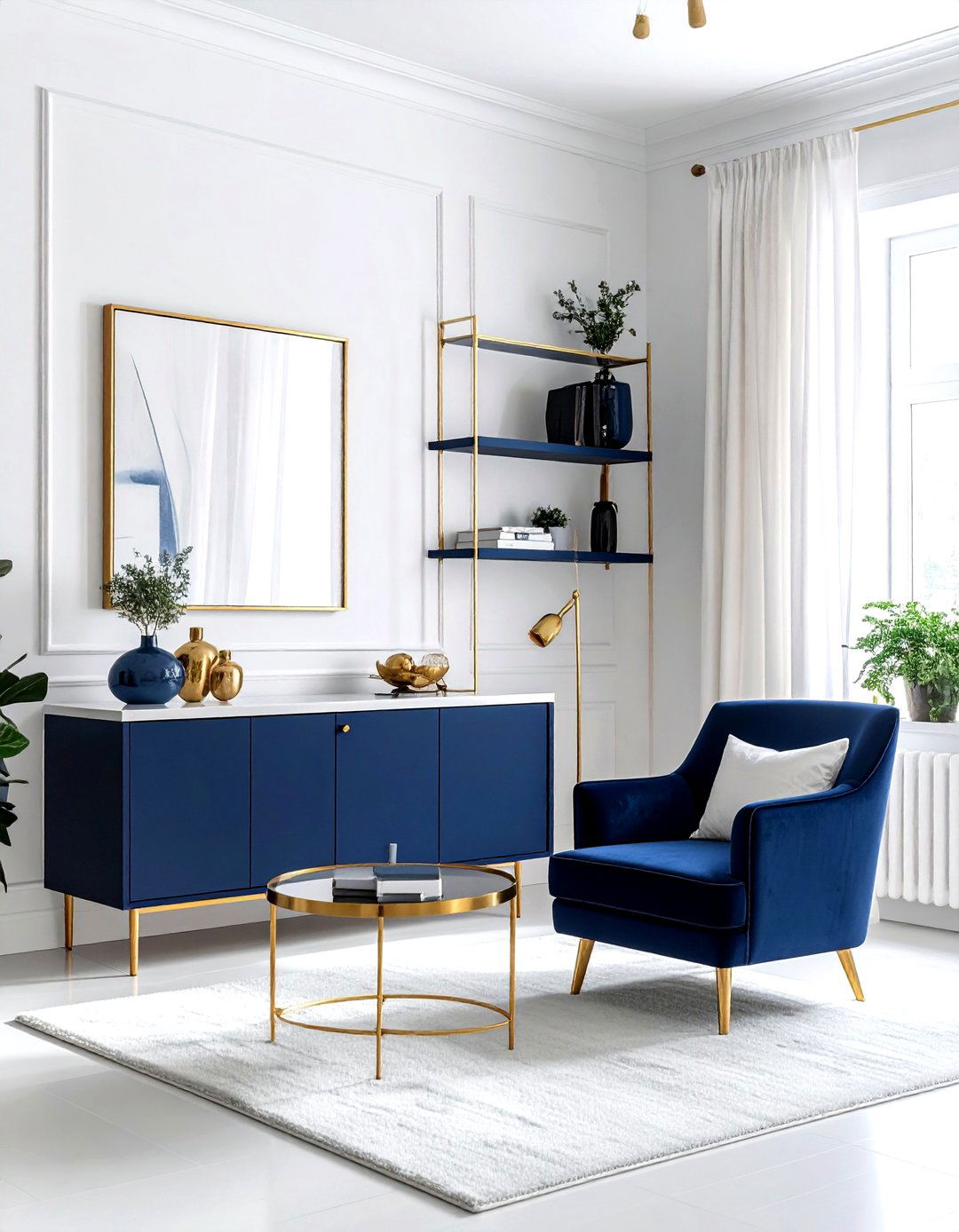 Navy Gold White Living Room - 30 navy gold living room ideas