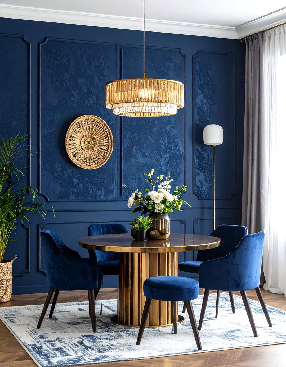 Navy Grasscloth Wallpaper Gold Accents - 30 navy gold dining room ideas