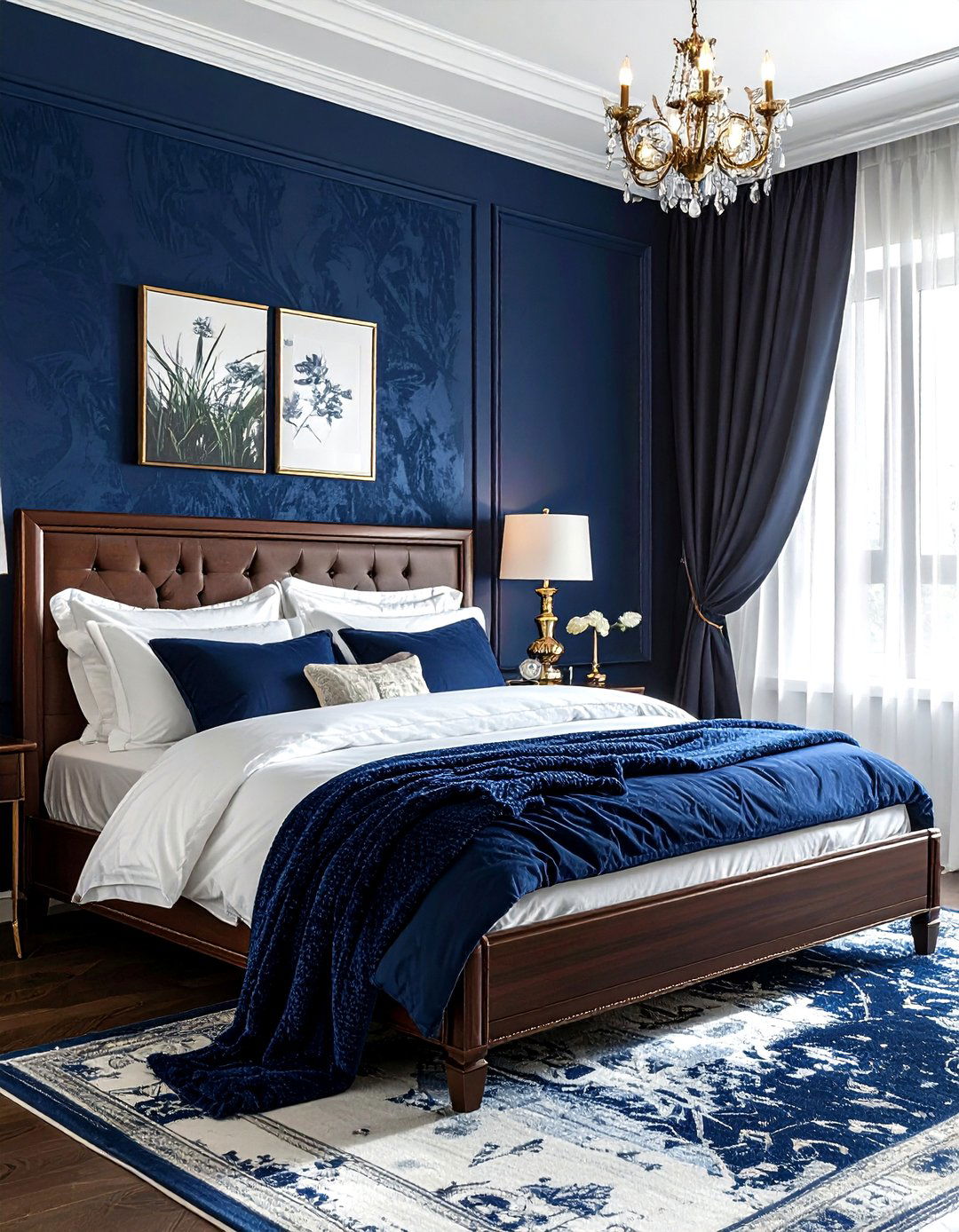 Navy Grasscloth Wallpaper - 30 traditional navy bedroom ideas