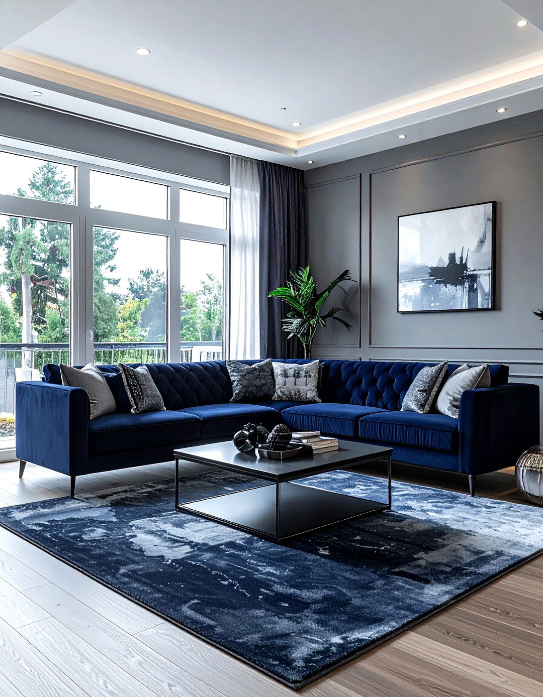 Navy Grey Living Room - 30 navy living room design ideas