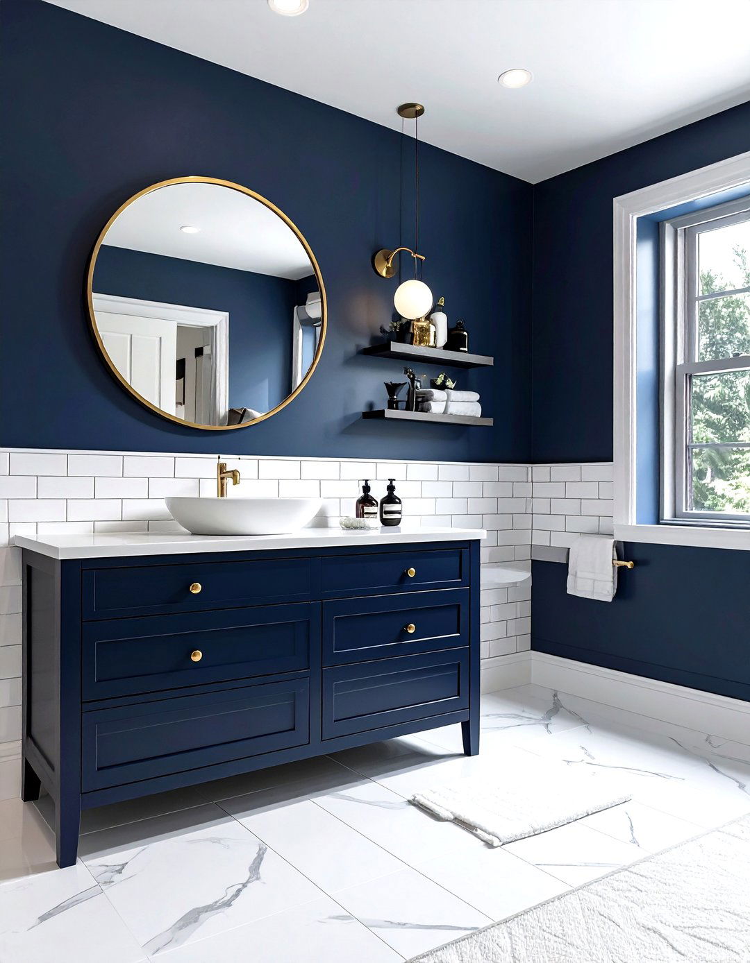 Navy Guest Bathroom - 30 dark navy bathroom ideas