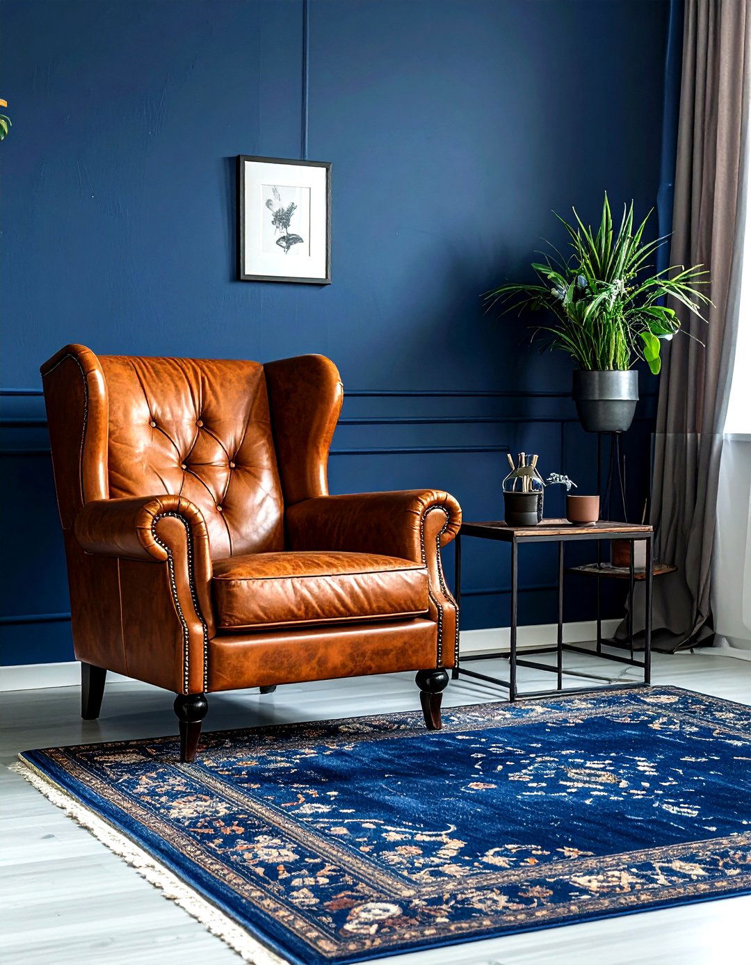 Navy Industrial Living Room Leather Furniture - 30 industrial navy living room ideas