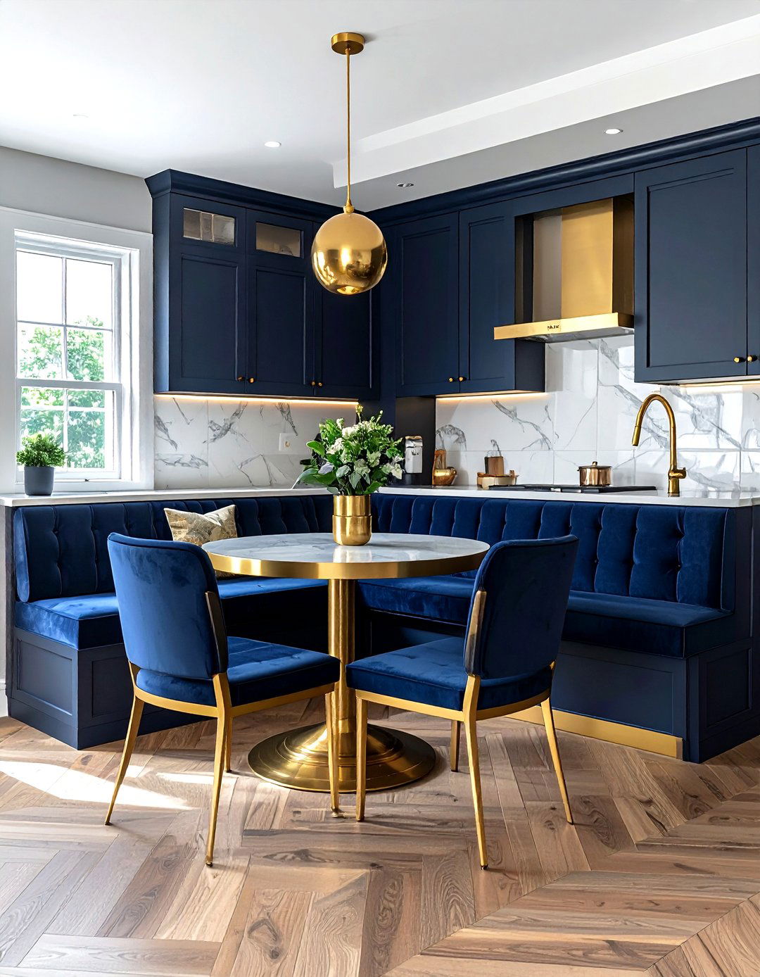 Navy Kitchen Gold Breakfast Nook - 30 navy gold kitchen ideas