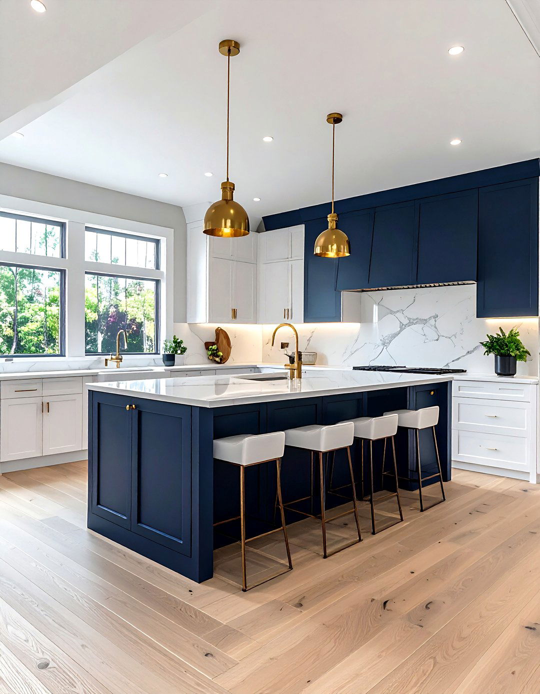 Navy Kitchen Island White Cabinets - 30 navy gold kitchen ideas