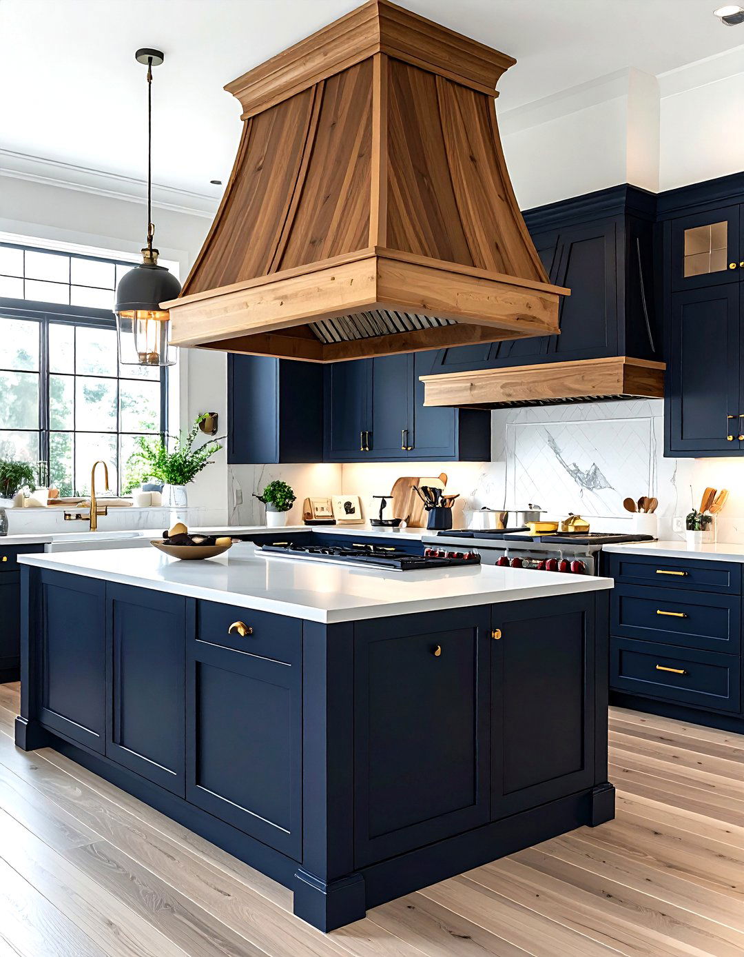 Navy Kitchen Wood Hood - 30 wood hood kitchen ideas