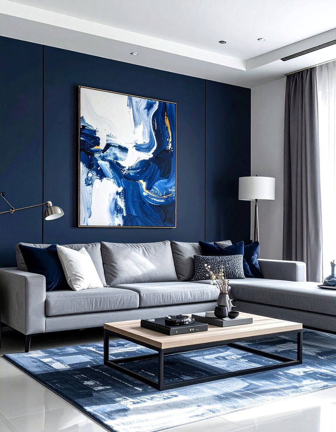 Navy Living Room Abstract Art - 30 minimalist navy living room ideas