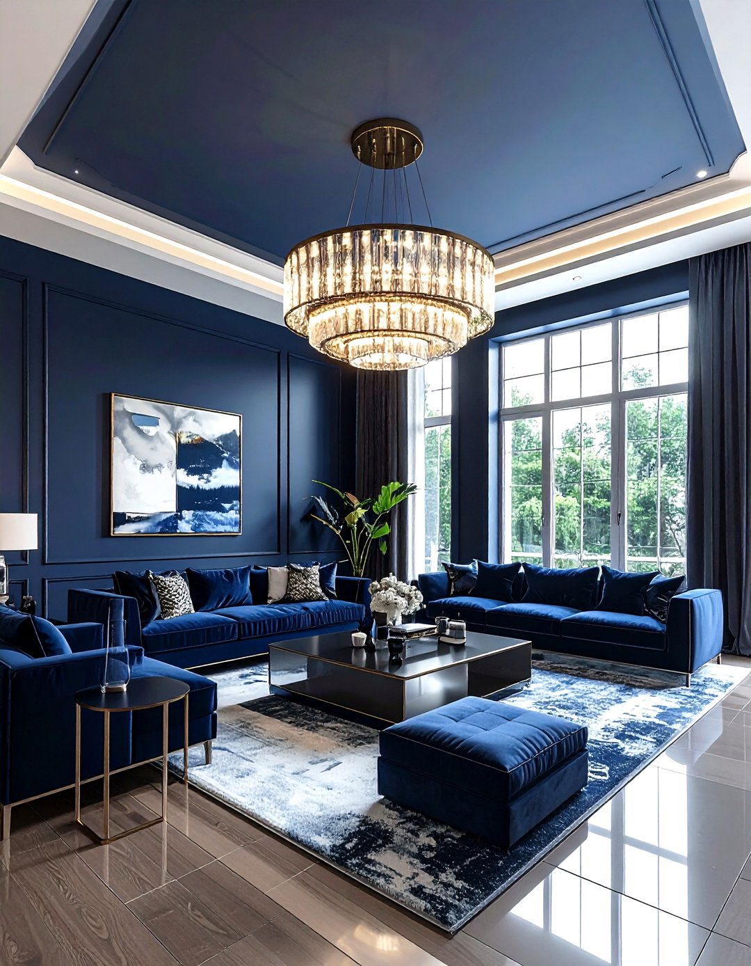 Navy Living Room High Ceilings - 30 minimalist navy living room ideas