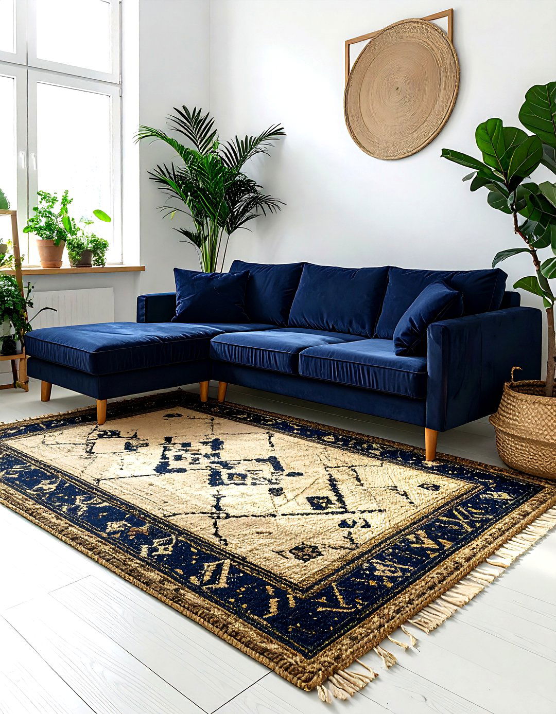 Navy Living Room Jute Rug - 30 minimalist navy living room ideas