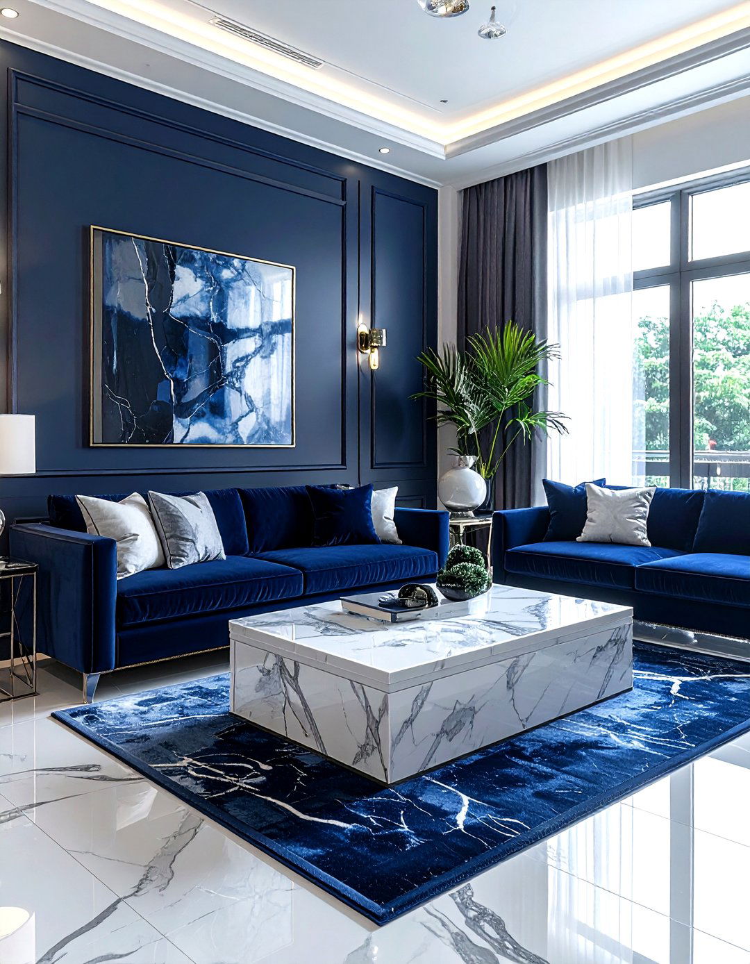 Navy Marble Living Room - 30 navy living room design ideas