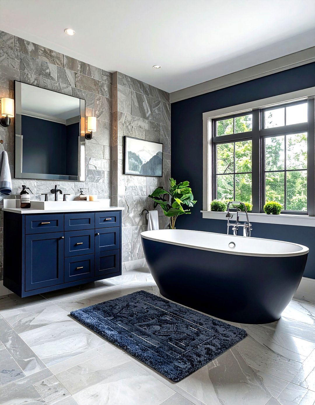 Navy Master Bathroom - 30 dark navy bathroom ideas