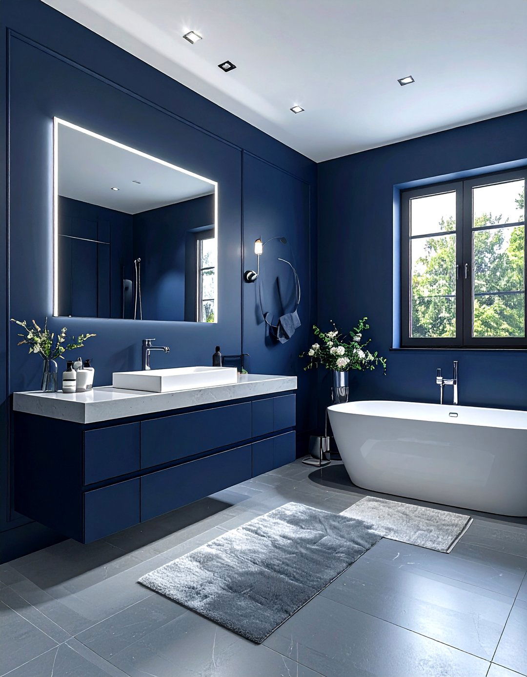 Navy Minimalist Bathroom - 30 dark navy bathroom ideas