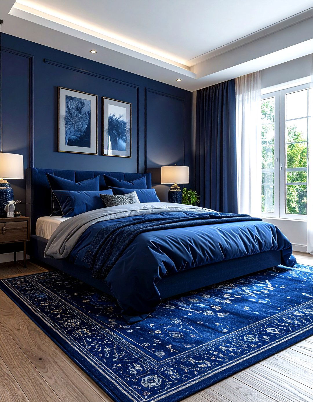 Navy Monochromatic Bedroom - 30 navy bedroom ideas