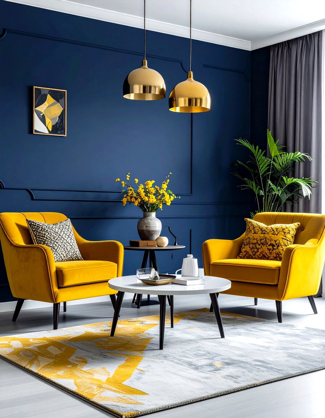 Navy Mustard Yellow Living Room - 30 navy living room design ideas