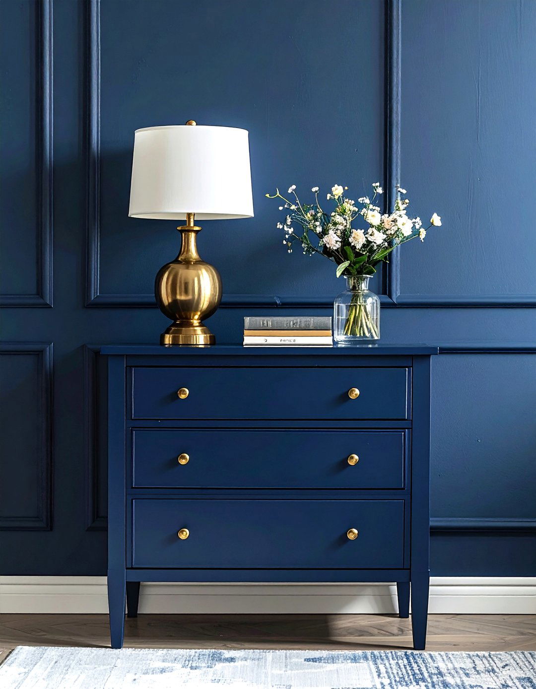 Navy Nightstand Styling - 30 traditional navy bedroom ideas