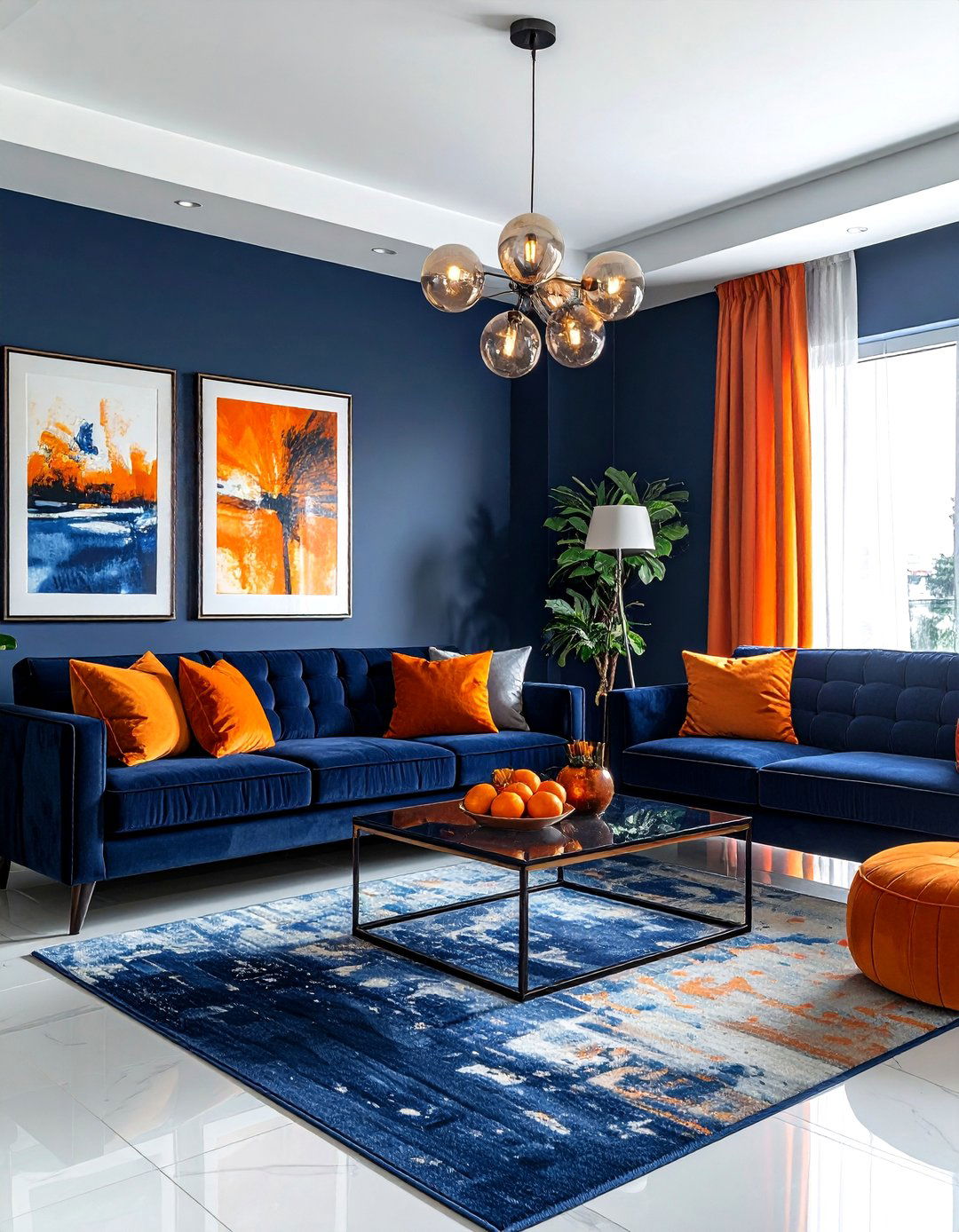 Navy Orange Living Room - 30 navy living room design ideas