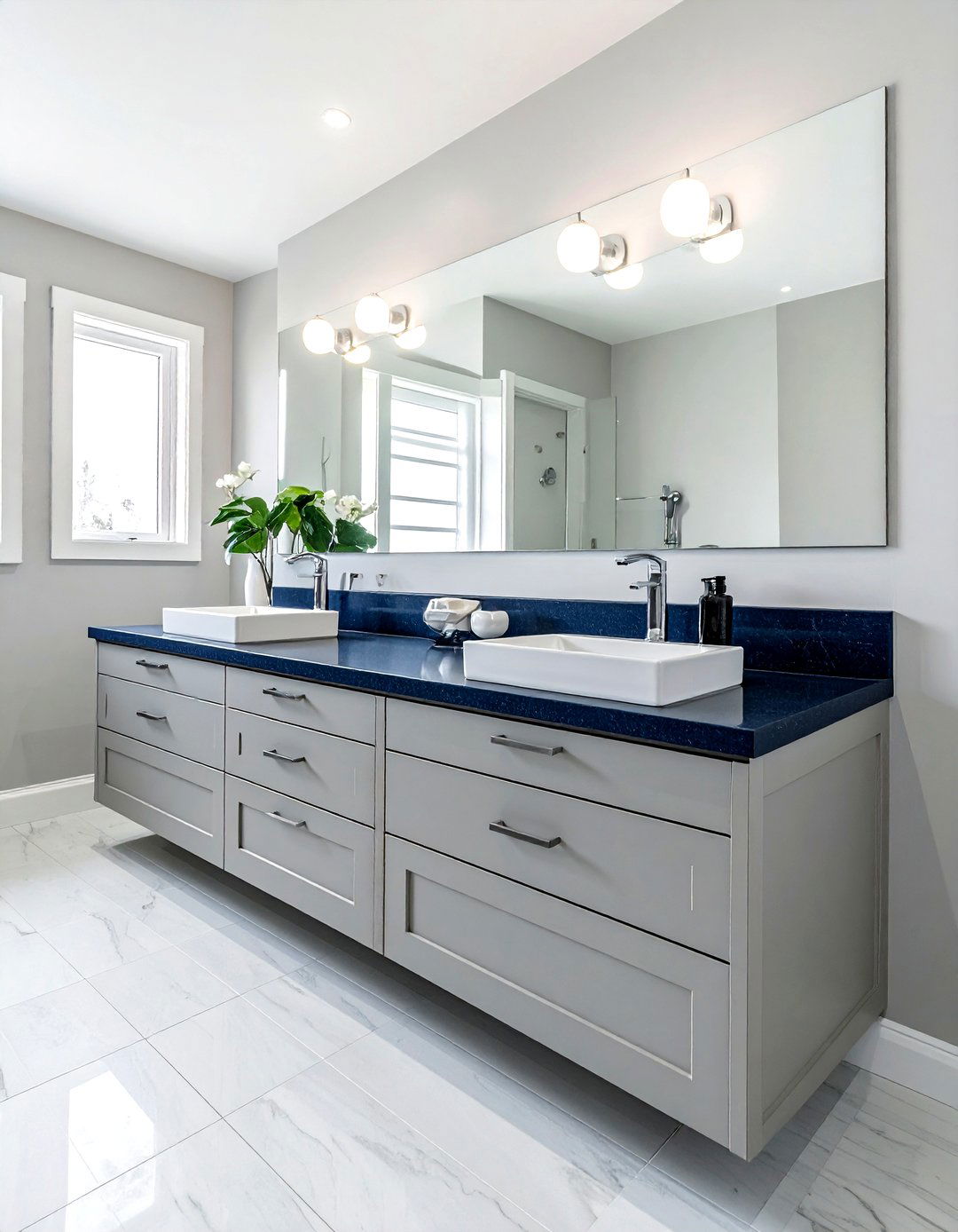 Navy Quartz Countertop Bathroom - 30 dark navy bathroom ideas