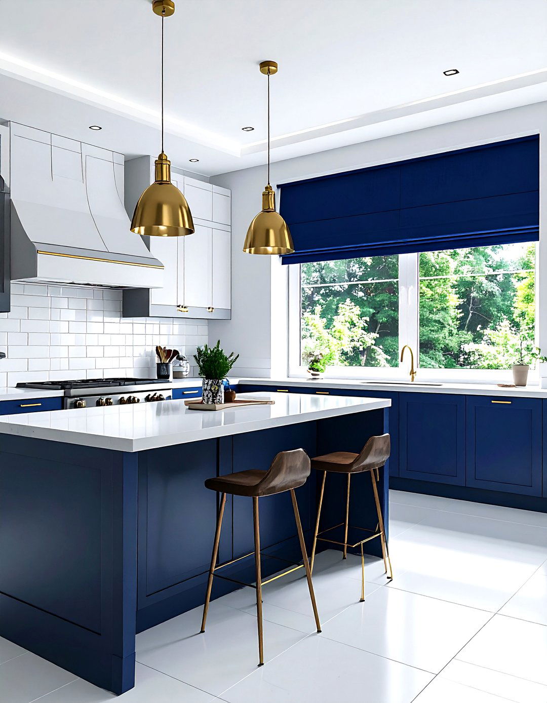 Navy Roman Shade - 30 kitchen roman shade ideas