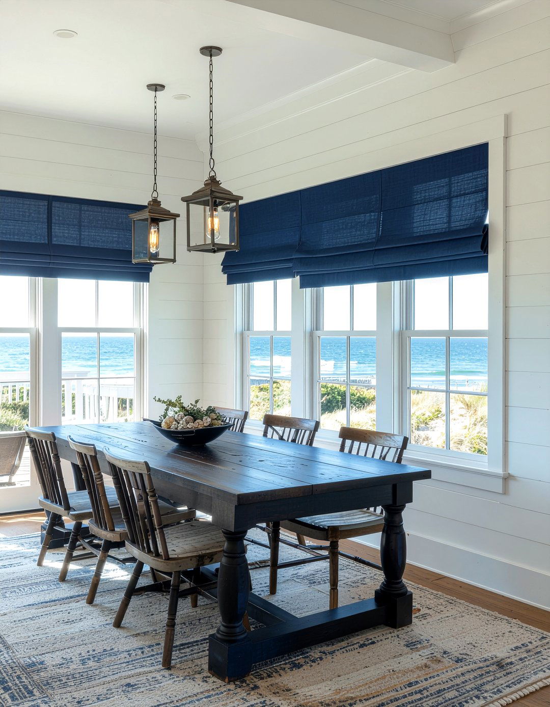 Navy Roman Shades - 30 dining room roman shade ideas