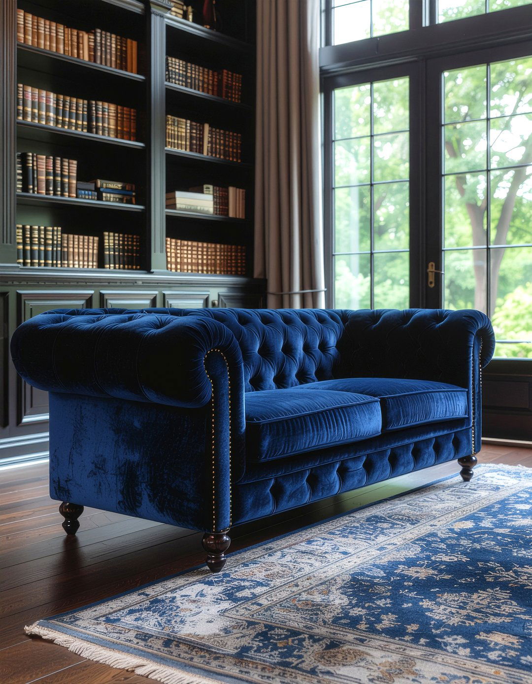 Navy Suede Settee - 30 suede living room ideas